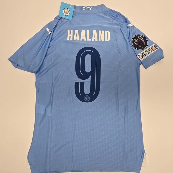 Haaland Manchester City Jersey #9 Blue 23/24 ManCity - Picture 4 of 12